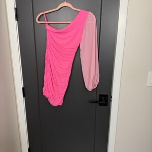 Elegant Pink One-Shoulder Dress